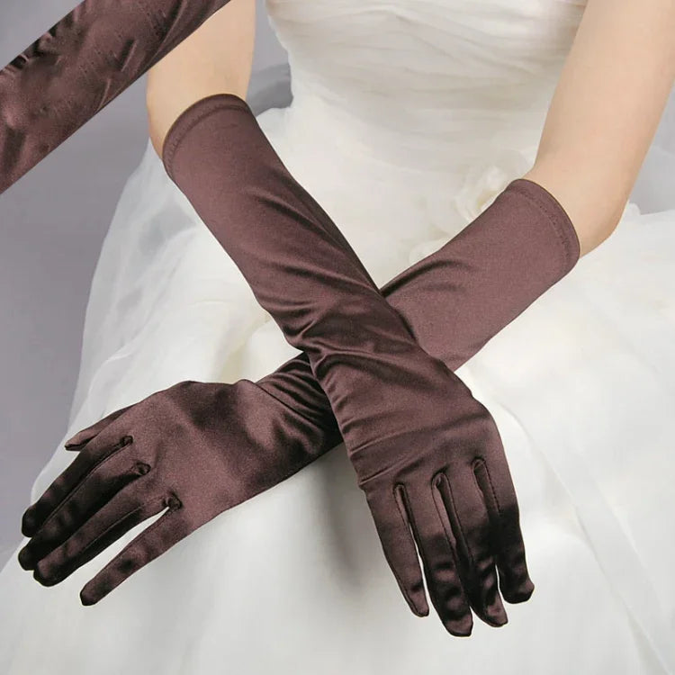 1 đôi găng tay cô dâu satin dài vintage chống nắng du lịch, găng tay cưới