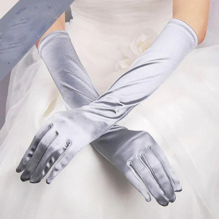 1 đôi găng tay cô dâu satin dài vintage chống nắng du lịch, găng tay cưới