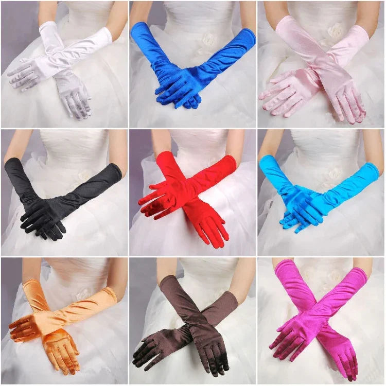 1 đôi găng tay cô dâu satin dài vintage chống nắng du lịch, găng tay cưới