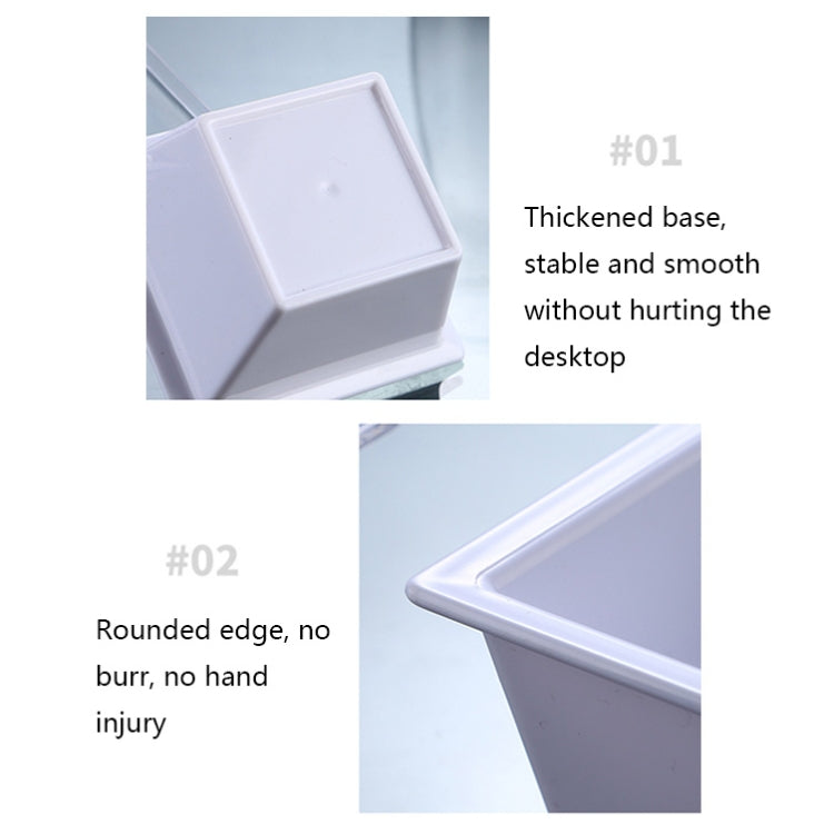 2 cái đĩa ăn vặt hình học, Bộ tứ nhỏ (Trắng), Bộ tứ nhỏ (Trong suốt), Bộ tứ lớn (Trắng), Bộ tứ lớn (Trong suốt), Lục giác (Trong suốt), Tứ giác (Trong suốt), Chữ nhật (Trong suốt)