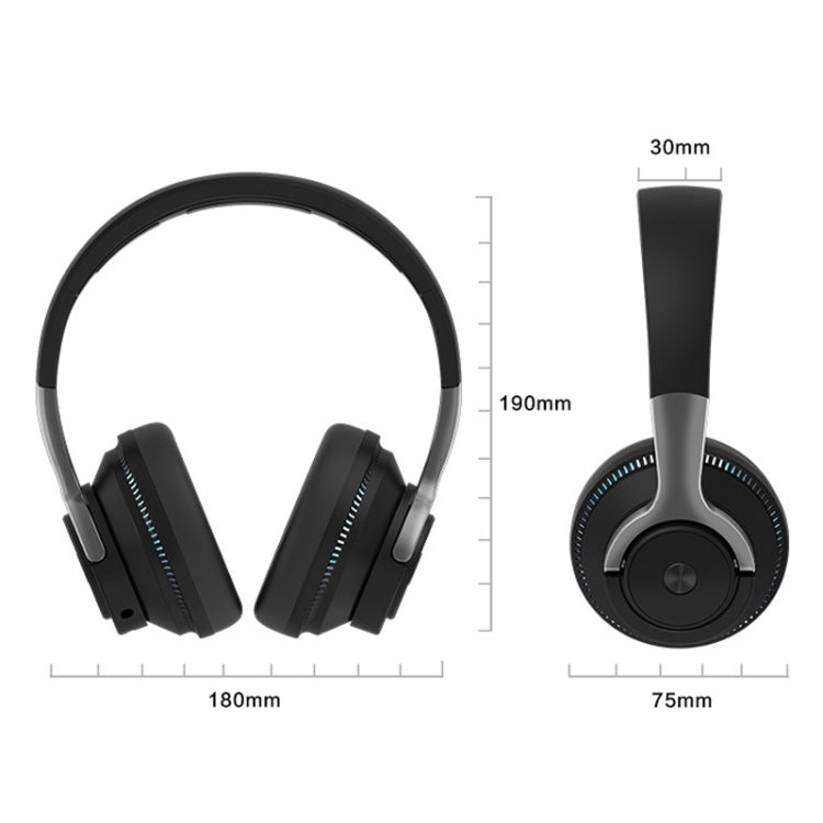 Tai nghe Bluetooth không dây có loa siêu trầm phát sáng nhiều màu, gập và thu vào được, Đen, Xanh Dương, Trắng, Đỏ
