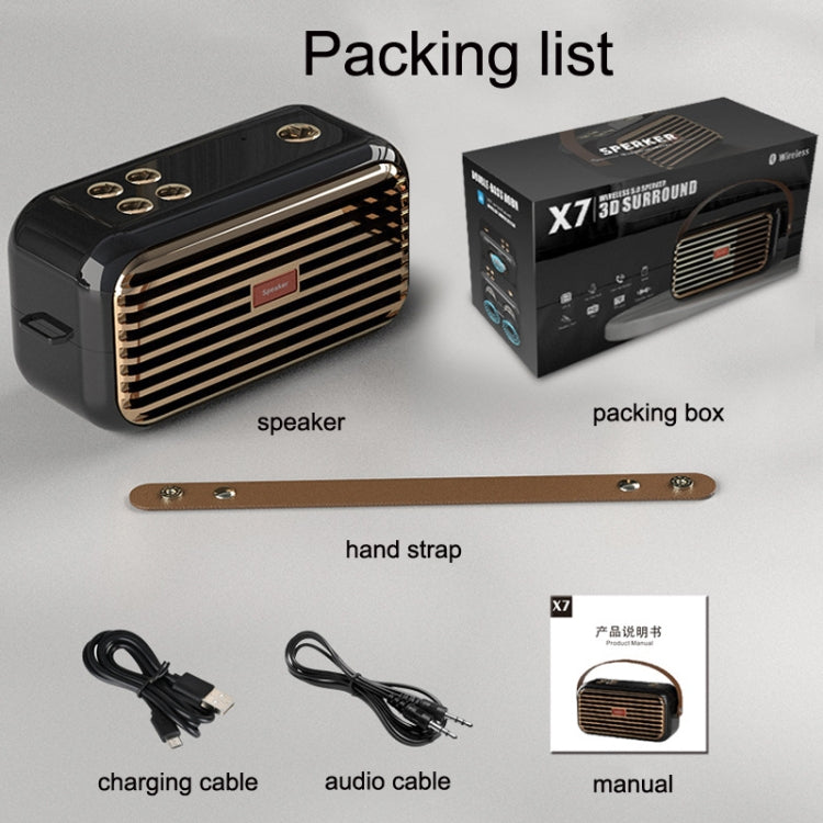 Loa Bluetooth Di Động Ngoài Trời X7 Loa Đôi Retro, Trắng, Xanh Dương, Đen, Đỏ, Xanh Lá