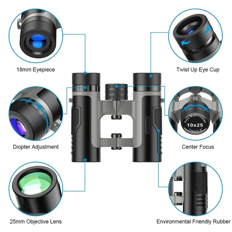 Ống nhòm APEXEL 10 x 25 lăng kính BAK4 kính thiên văn zoom cho xem chim, săn bắn, đi bộ đường dài, APL-RB10X25