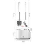 Bộ bàn chải nhà vệ sinh đầu đôi MT2 silicone, Loại để bàn, Loại gắn tường