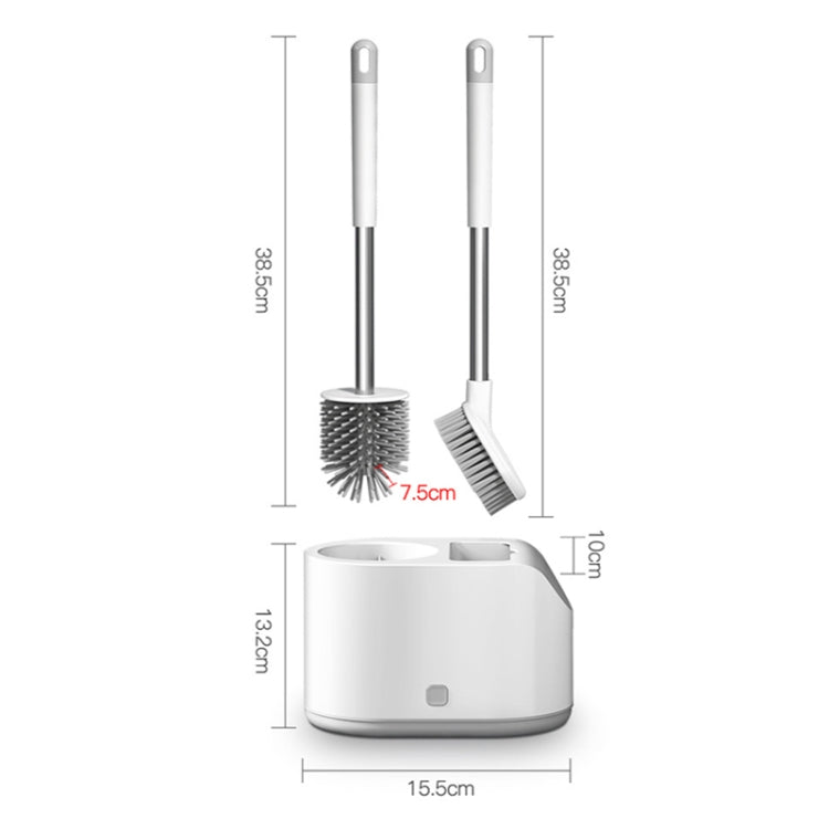 Bộ bàn chải nhà vệ sinh đầu đôi MT2 silicone, Loại để bàn, Loại gắn tường