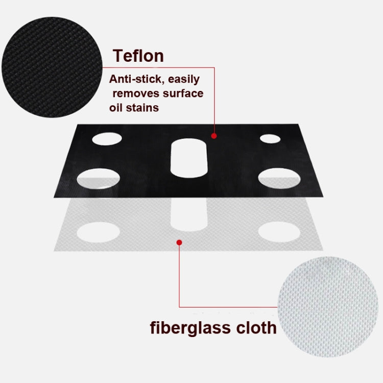 Miếng lót bếp gas 5 lỗ chống dầu mỡ Teflon bảo vệ, chống bẩn, dày 0.2mm, 0.3mm, 0.4mm
