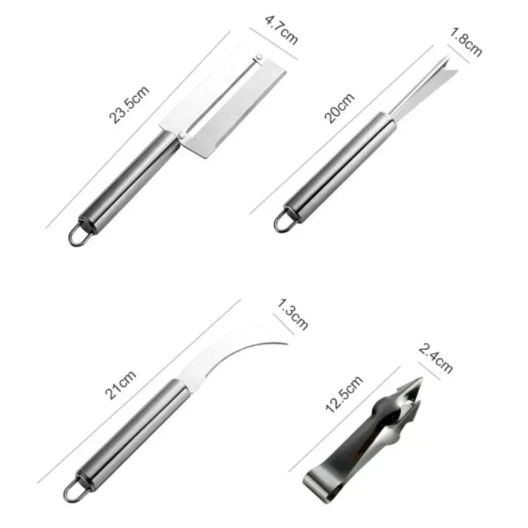 Dao dứa 4 trong 1 bằng thép không gỉ, dao trái cây, dao gọt mía, dao dứa