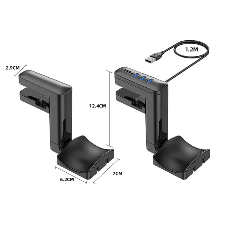 Kẹp tai nghe đa năng không cần đục lỗ, T9, có HUB, có Type-C