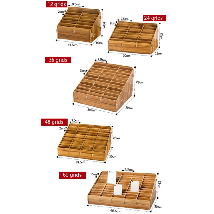 Hộp đựng điện thoại di động văn phòng D-86 cho phòng họp, lớp học, kiểu dáng: 12 ô (óc chó), 12 ô (sồi), 24 ô (óc chó), 36 ô (óc chó), 36 ô (sồi), 48 ô (óc chó), 48 ô (sồi), 60 ô (óc chó), 60 ô (sồi)