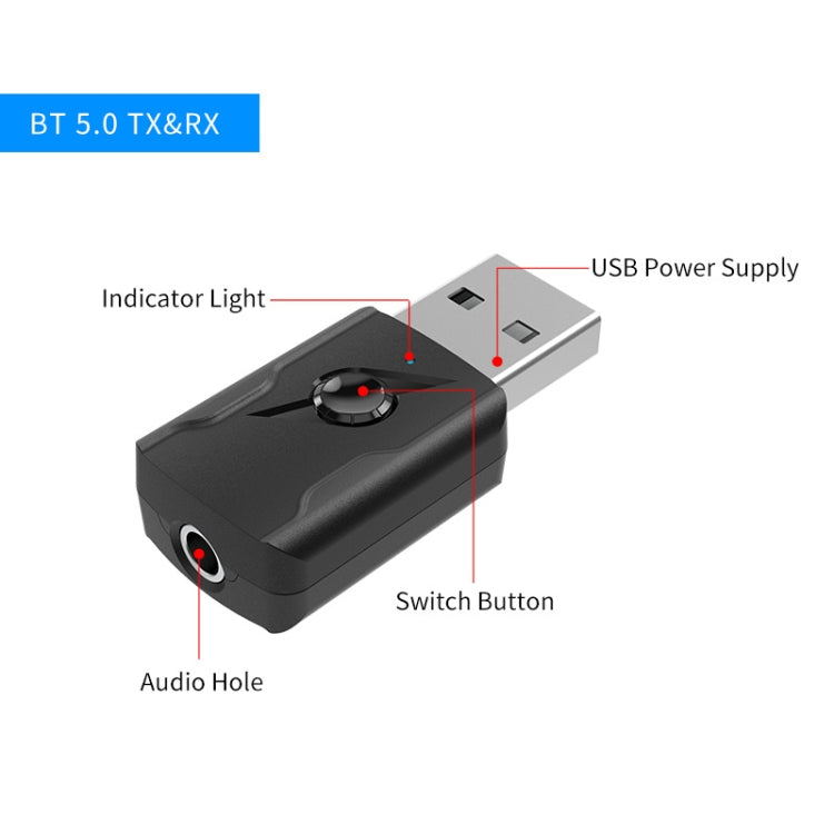 Bộ phát Bluetooth 5.0, bộ thu AUX, bộ chuyển đổi âm thanh máy tính USB đầu ra kép, M136