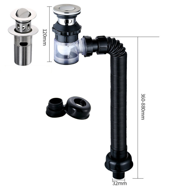 Ống nước lavabo khử mùi gia đình, kiểu dáng: A Nắp đen có rổ và chống tràn, B Nắp trắng có rổ và chống tràn, C Nắp đen không rổ có chống tràn, D Nắp trắng không rổ có chống tràn, E Nắp đen không rổ và không chống tràn