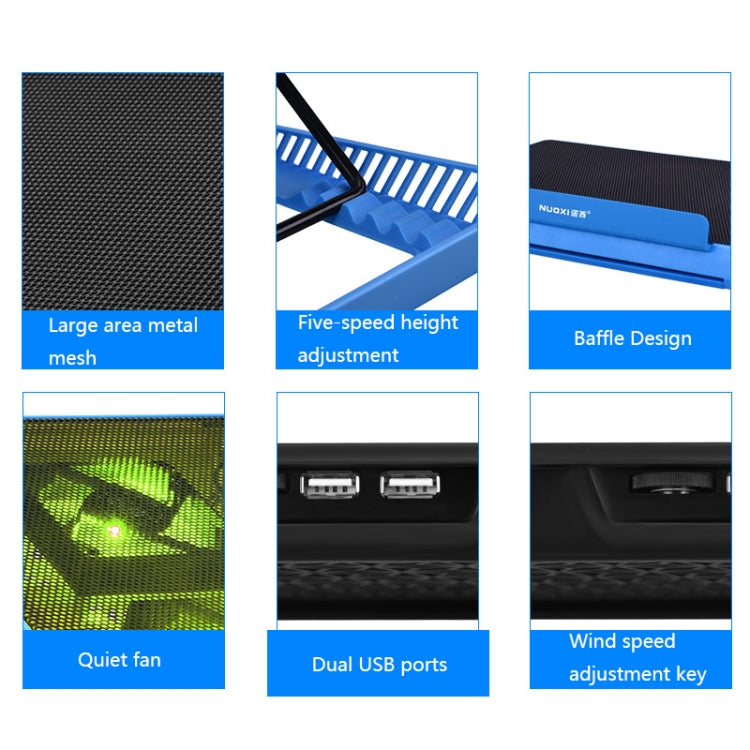 Đế tản nhiệt laptop lưới kim loại NUOXI H8, 6 quạt