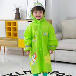 Áo mưa trẻ em in hoạt hình vành mũ rộng có chỗ để ba lô, S, M, L, XL, XXL