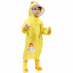 Áo mưa trẻ em in hoạt hình vành mũ rộng có chỗ để ba lô, S, M, L, XL, XXL