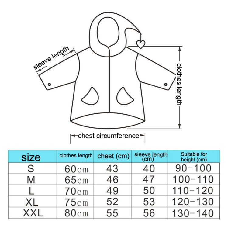 Áo mưa trẻ em in hoạt hình vành mũ rộng có chỗ để ba lô, S, M, L, XL, XXL
