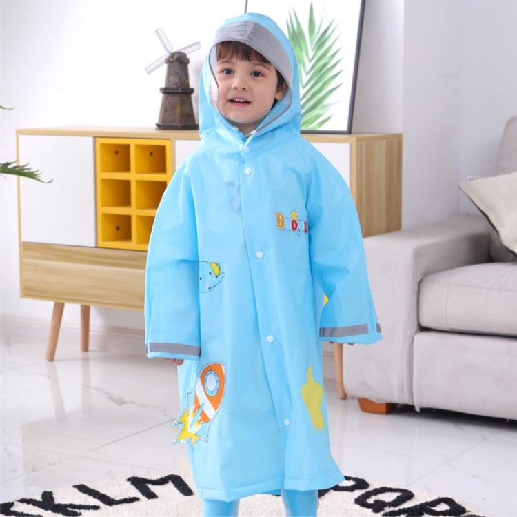 Áo mưa trẻ em in hoạt hình vành mũ rộng có chỗ để ba lô, S, M, L, XL, XXL