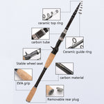 Cần câu cá carbon rút ngắn, cần câu quăng, các kích thước 1.8m, 2.1m, 2.4m, 2.7m, 3.0m