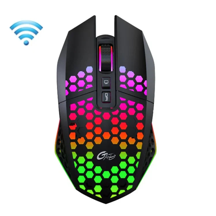 Chuột chơi game văn phòng FMOUSE X801 8 phím 1600DPI phát sáng rỗng, kiểu: đen không dây sạc lại, trắng không dây sạc lại, đen có dây, trắng có dây
