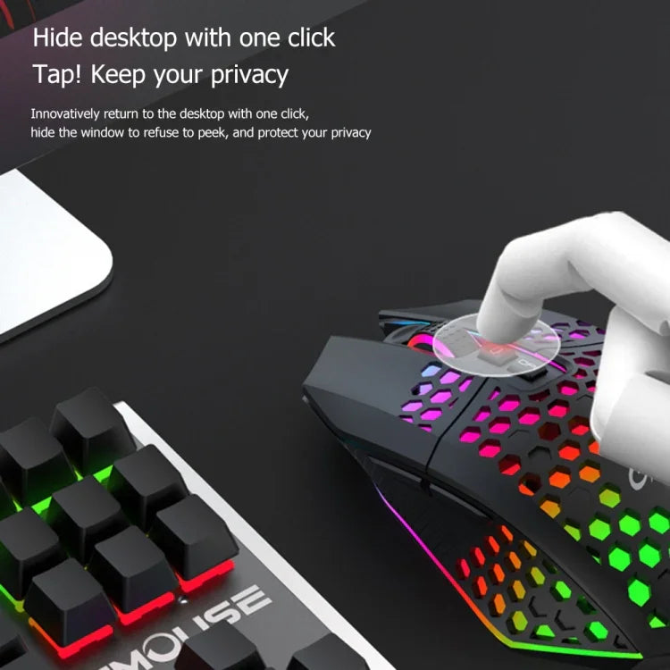 Chuột chơi game văn phòng FMOUSE X801 8 phím 1600DPI phát sáng rỗng, kiểu: đen không dây sạc lại, trắng không dây sạc lại, đen có dây, trắng có dây