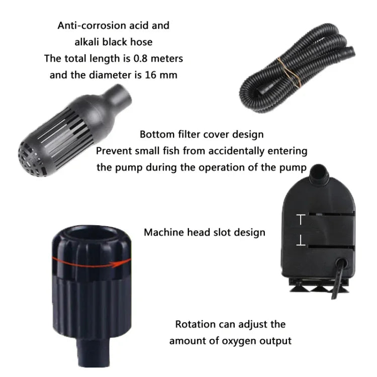Bơm yên tĩnh lọc bể cá đa chức năng tạo oxy, Phích cắm CN, JP-500G 6W, JP-700G 12W, JP-900G 20W, JP-1100G 25W, JP-1500G 45W