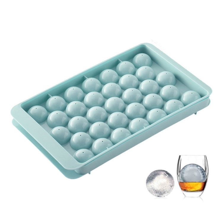 Khuôn làm đá hockey tròn 33 ô có nắp hộp đá, khay đá cẩm thạch nhỏ, giao màu ngẫu nhiên, màu xanh nhỏ