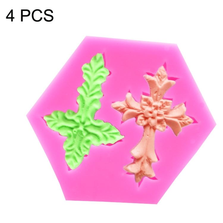 4 khuôn silicon fondant hình chữ thập, dụng cụ nướng bánh hình chữ thập