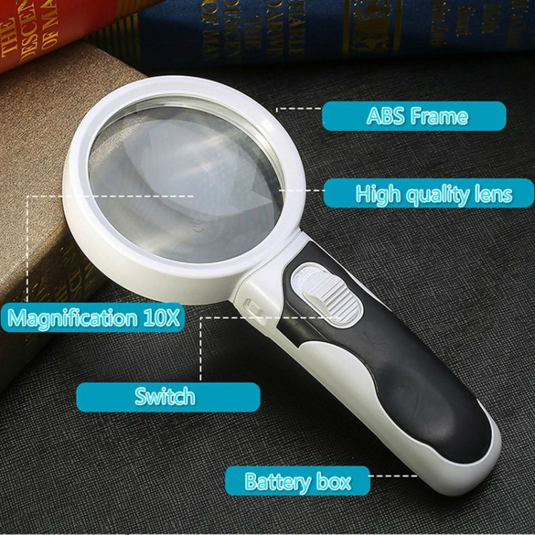 Kính lúp cầm tay có đèn LED đọc sách phóng đại 10 lần 77350B, 10 lần