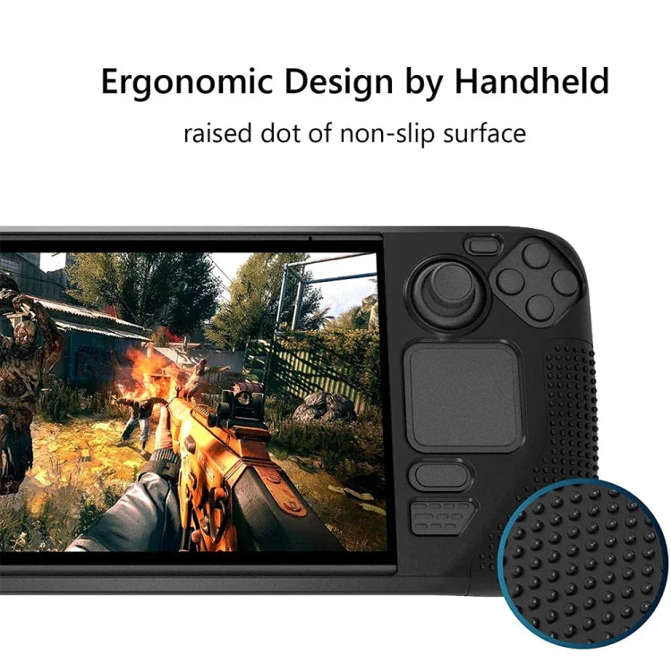 Ốp lưng silicone PGTECH cho máy chơi game với hạt chống trượt dành cho Steam Deck, màu đen