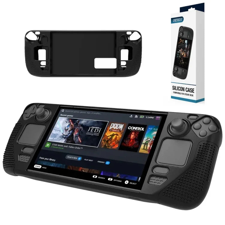 Ốp lưng silicone PGTECH cho máy chơi game với hạt chống trượt dành cho Steam Deck, màu đen