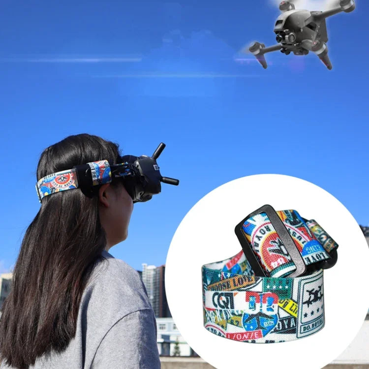 Kính Bay Quay Video Dây Đeo Đầu Màu Graffiti Dây Cố Định Cho DJI FPV Goggles V2, Dây Đeo, Dây Đeo + Dây Nguồn, Dây Đeo + Dây Nguồn + Miếng Đệm