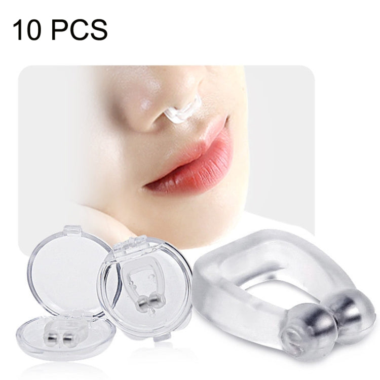 10 PCS Mini Portable Silicone Magnetic Anti-snoring Device, 10 PCS