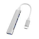 Dock mở rộng mini đa chức năng 4 trong 1, thông số: Type-C/USB-C 3.0 (màu bạc), Type-C/USB-C 3.0 (màu bạc), Type-C/USB-C 3.0 (màu xám), Type-C/USB-C 3.0 (màu hồng), USB 3.0 (màu bạc), USB 3.0 (màu xám), USB 3.0 (màu hồng)