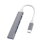 Dock mở rộng mini đa chức năng 4 trong 1, thông số: Type-C/USB-C 3.0 (màu bạc), Type-C/USB-C 3.0 (màu bạc), Type-C/USB-C 3.0 (màu xám), Type-C/USB-C 3.0 (màu hồng), USB 3.0 (màu bạc), USB 3.0 (màu xám), USB 3.0 (màu hồng)
