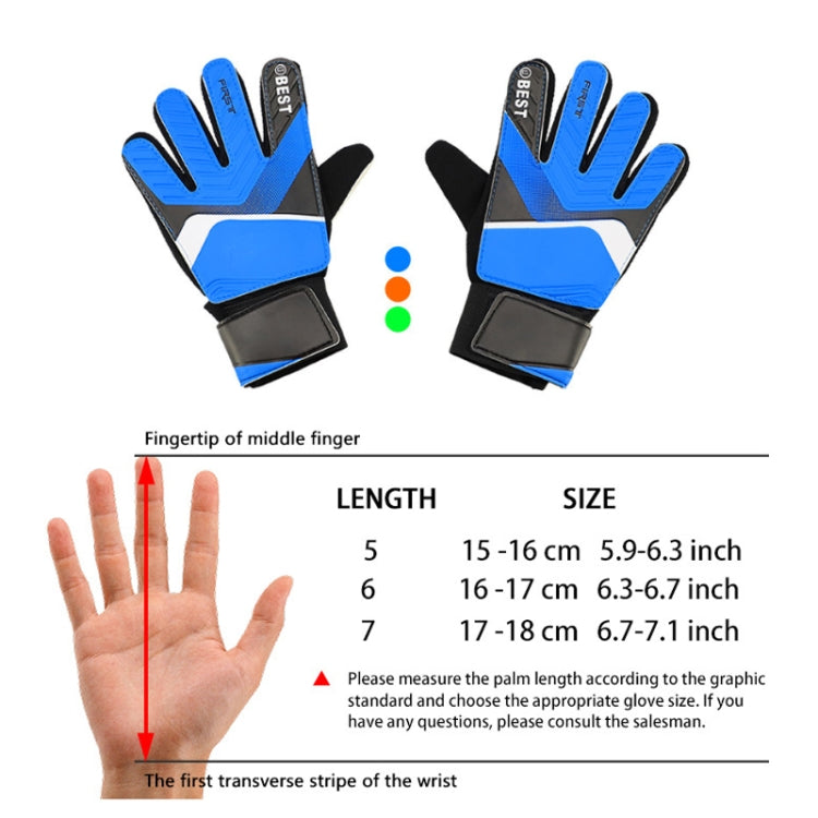 Găng tay thủ môn bóng đá trẻ em bằng latex chống va đập, size 5, 6, 7
