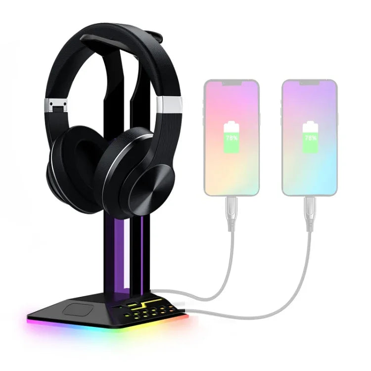 Giá đỡ tai nghe chơi game đổi màu RGB USB kép