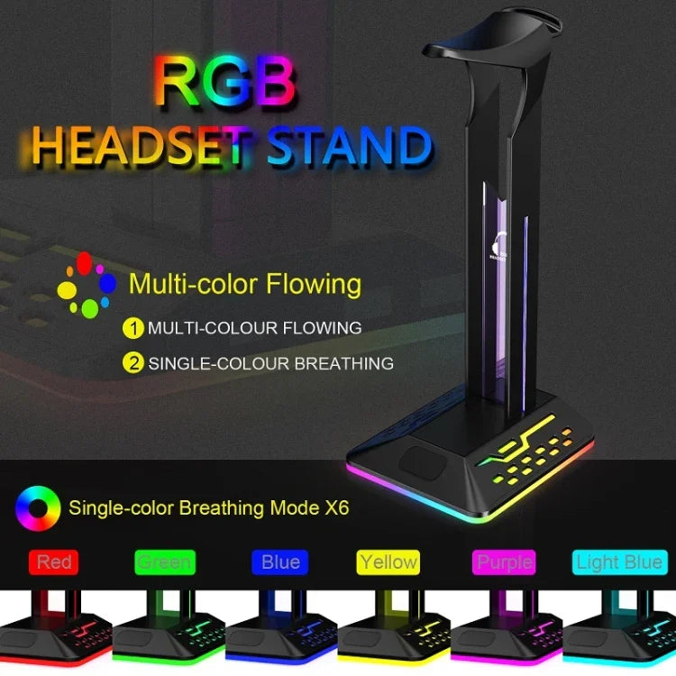 Giá đỡ tai nghe chơi game đổi màu RGB USB kép