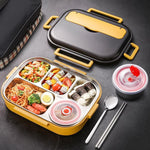 Hộp cơm di động hai lớp dung tích lớn bằng thép không gỉ 304, màu xanh công xanh, màu vàng chanh, màu hồng mực