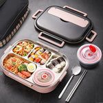 Hộp cơm di động hai lớp dung tích lớn bằng thép không gỉ 304, màu xanh công xanh, màu vàng chanh, màu hồng mực