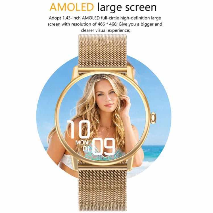 Đồng hồ thông minh Bluetooth LOANIY Y86 màn hình 1.43 inch theo dõi nhịp tim, thép vàng, thép đen