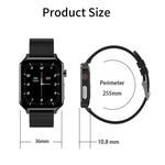 Đồng hồ thông minh Bluetooth LOANIY E86 màn hình 1.7 inch theo dõi nhịp tim, màu xanh, đen, đỏ, dây da đen, dây da nâu, thép đen