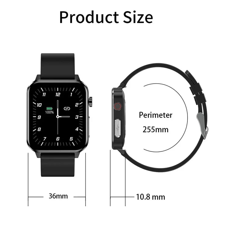 Đồng hồ thông minh Bluetooth LOANIY E86 màn hình 1.7 inch theo dõi nhịp tim, màu xanh, đen, đỏ, dây da đen, dây da nâu, thép đen