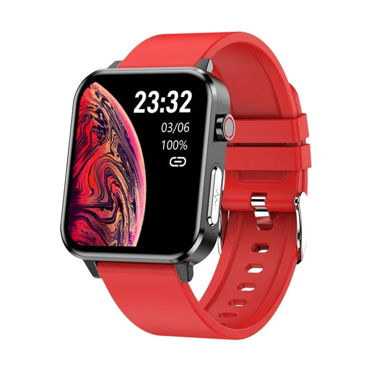 Đồng hồ thông minh Bluetooth LOANIY E86 màn hình 1.7 inch theo dõi nhịp tim, màu xanh, đen, đỏ, dây da đen, dây da nâu, thép đen