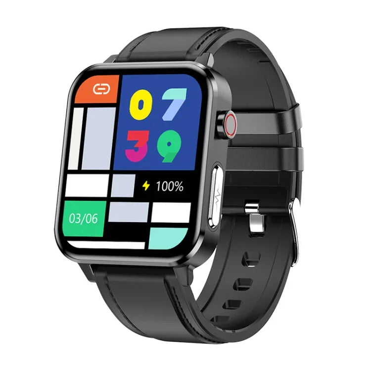 Đồng hồ thông minh Bluetooth LOANIY E86 màn hình 1.7 inch theo dõi nhịp tim, màu xanh, đen, đỏ, dây da đen, dây da nâu, thép đen