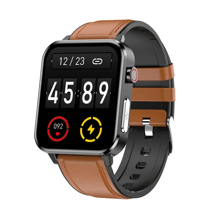 Đồng hồ thông minh Bluetooth LOANIY E86 màn hình 1.7 inch theo dõi nhịp tim, màu xanh, đen, đỏ, dây da đen, dây da nâu, thép đen
