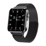 Đồng hồ thông minh Bluetooth LOANIY E86 màn hình 1.7 inch theo dõi nhịp tim, màu xanh, đen, đỏ, dây da đen, dây da nâu, thép đen