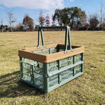 Giỏ Picnic Gấp Gọn, Giỏ Mua Sắm Siêu Thị, Kích Thước: 25x30.5x44cm, Màu Xanh Lá Cà Phê, Xanh Xám, Cà Phê Với Màu Be