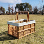 Giỏ Picnic Gấp Gọn, Giỏ Mua Sắm Siêu Thị, Kích Thước: 25x30.5x44cm, Màu Xanh Lá Cà Phê, Xanh Xám, Cà Phê Với Màu Be