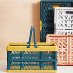 Giỏ Picnic Gấp Gọn, Giỏ Mua Sắm Siêu Thị, Kích Thước: 25x30.5x44cm, Màu Xanh Lá Cà Phê, Xanh Xám, Cà Phê Với Màu Be
