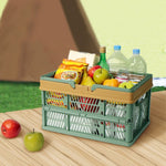 Giỏ Picnic Gấp Gọn, Giỏ Mua Sắm Siêu Thị, Kích Thước: 25x30.5x44cm, Màu Xanh Lá Cà Phê, Xanh Xám, Cà Phê Với Màu Be