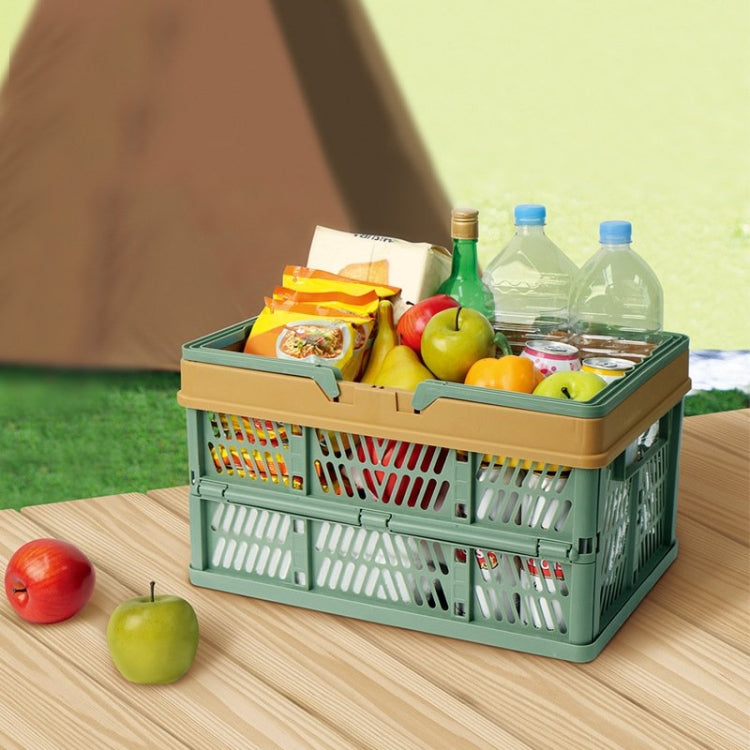 Giỏ Picnic Gấp Gọn, Giỏ Mua Sắm Siêu Thị, Kích Thước: 25x30.5x44cm, Màu Xanh Lá Cà Phê, Xanh Xám, Cà Phê Với Màu Be